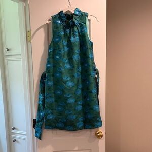 Elegant Green and Blue Floral Wedding Dress